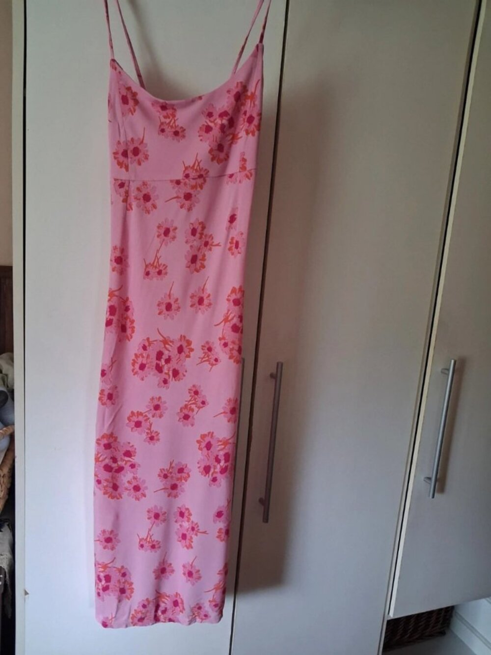 Rouje Malena Floral Silk Midi Dress Light Pink, Size US 8